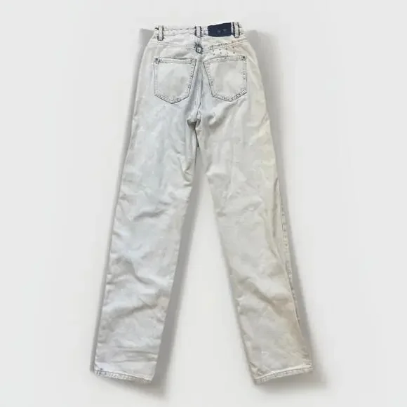 Ksubi Women’s Jeans Size 24 Straight Leg High Rise Acid Wash Blue White Denim - Picture 5 of 8